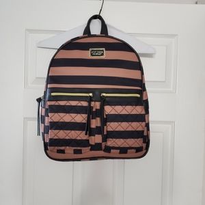Betsy Johnson Black/Tan Striped Backpack Mint Cond